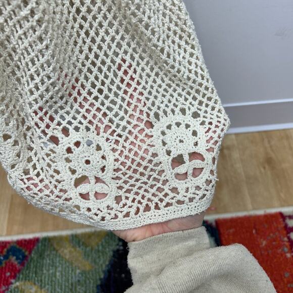 Unique Vintage BB Dakota Boho Bohemian Crochet Knit Long Duster Cardigan Large - Picture 7 of 9